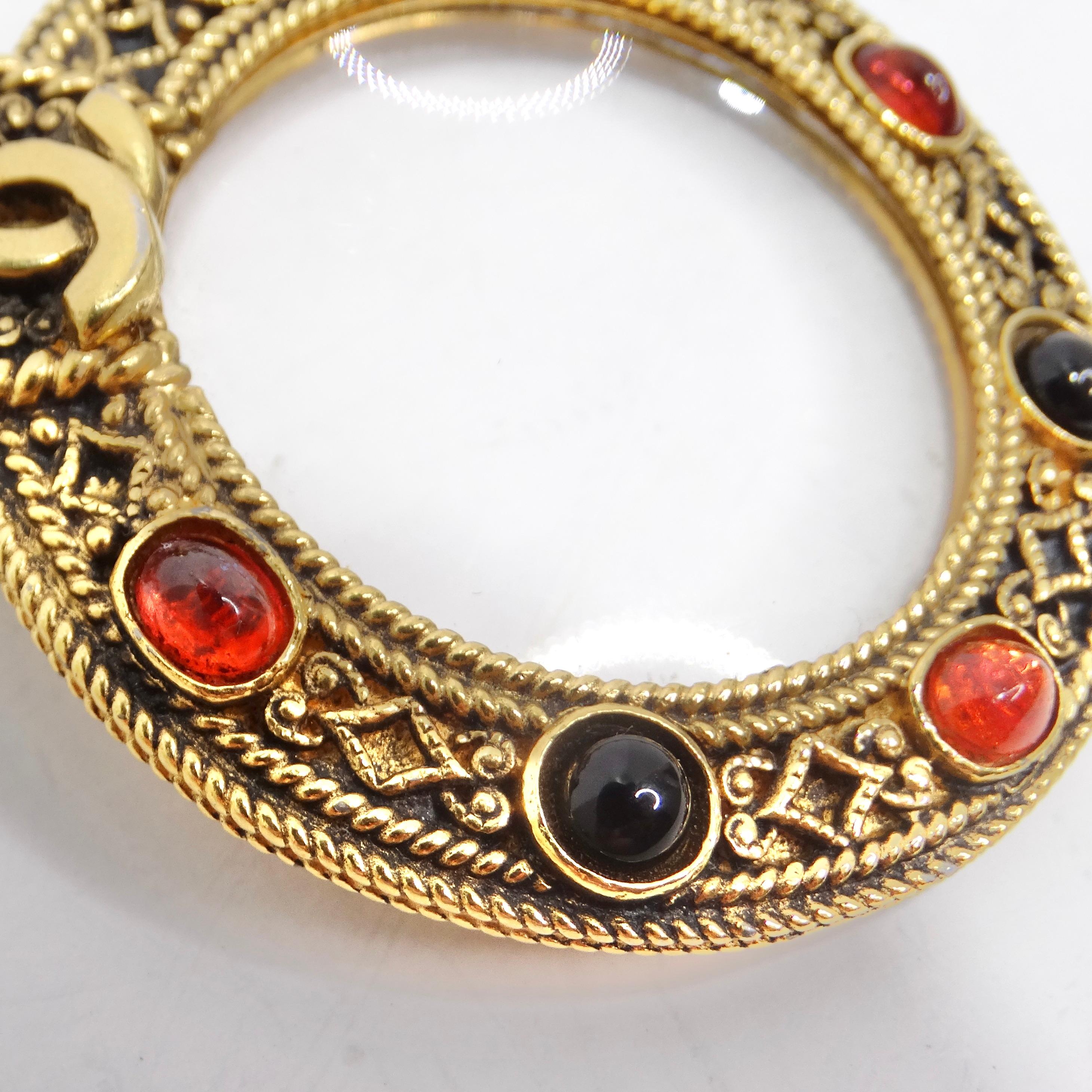 Chanel Gold & Rot Gripoix Vergrößerungsglas Halskette im Angebot 7