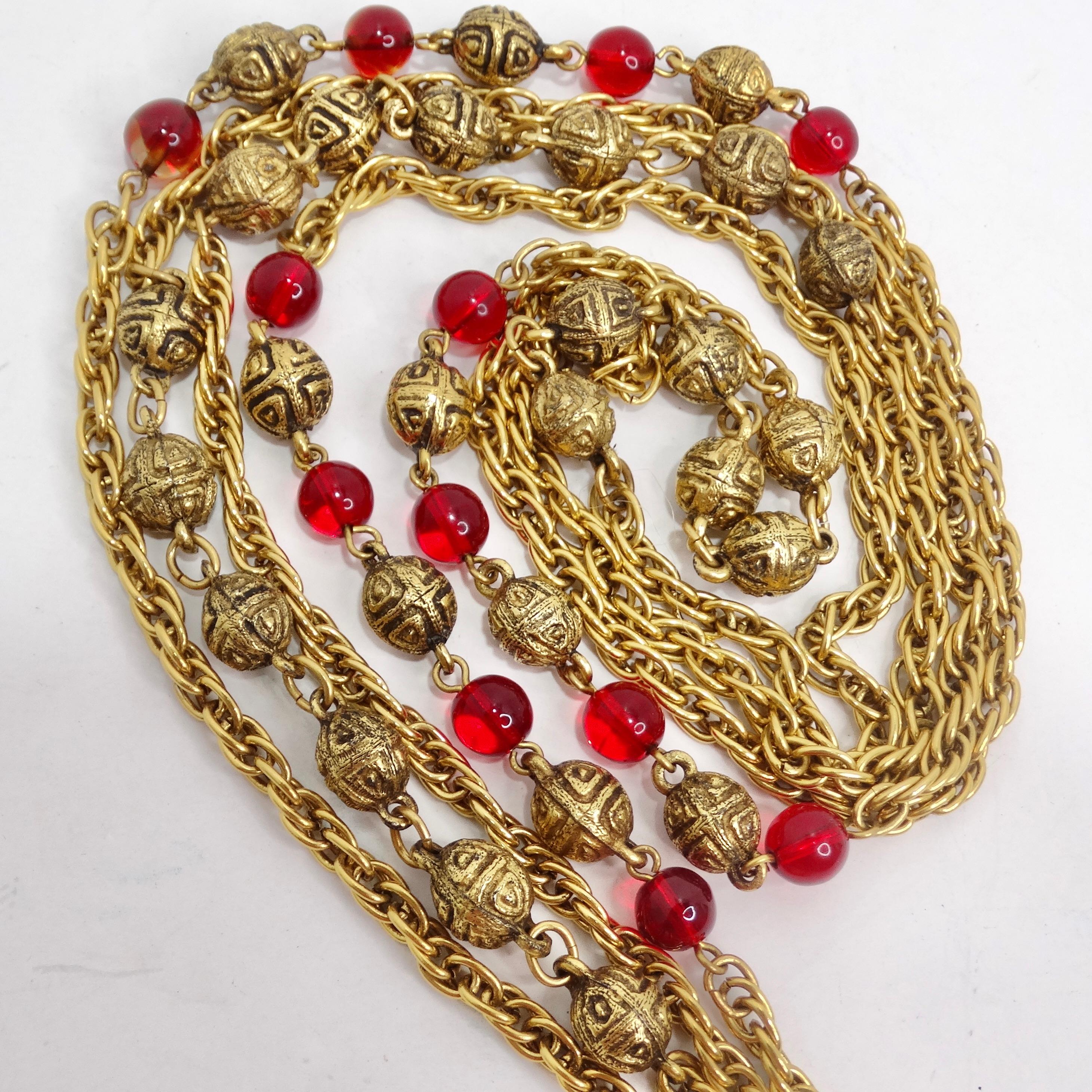 Chanel Gold & Rot Gripoix Vergrößerungsglas Halskette im Angebot 2