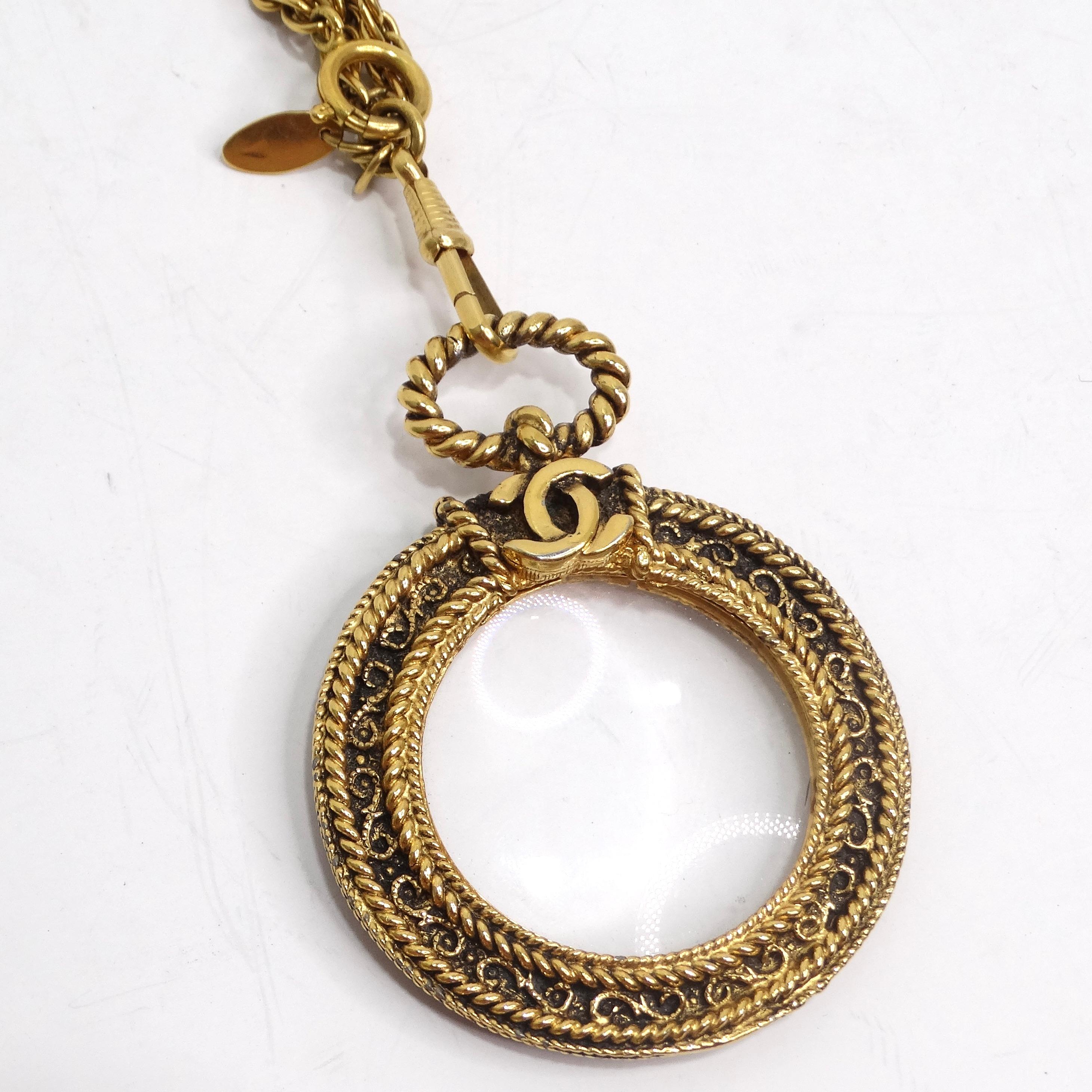 Chanel Gold & Red Gripoix Magnifying Glass Necklace For Sale 3