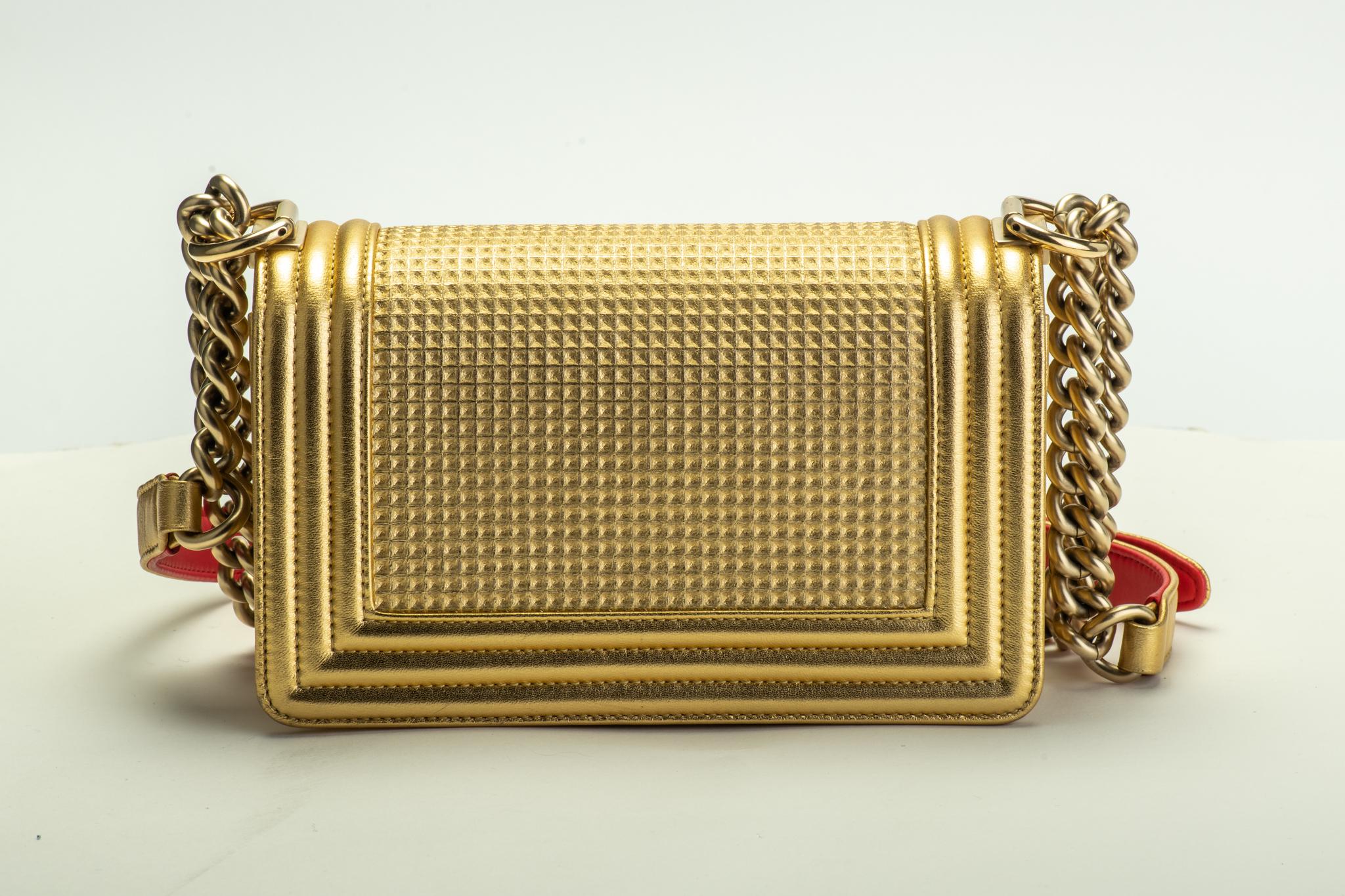 chanel boy bag red with gold...