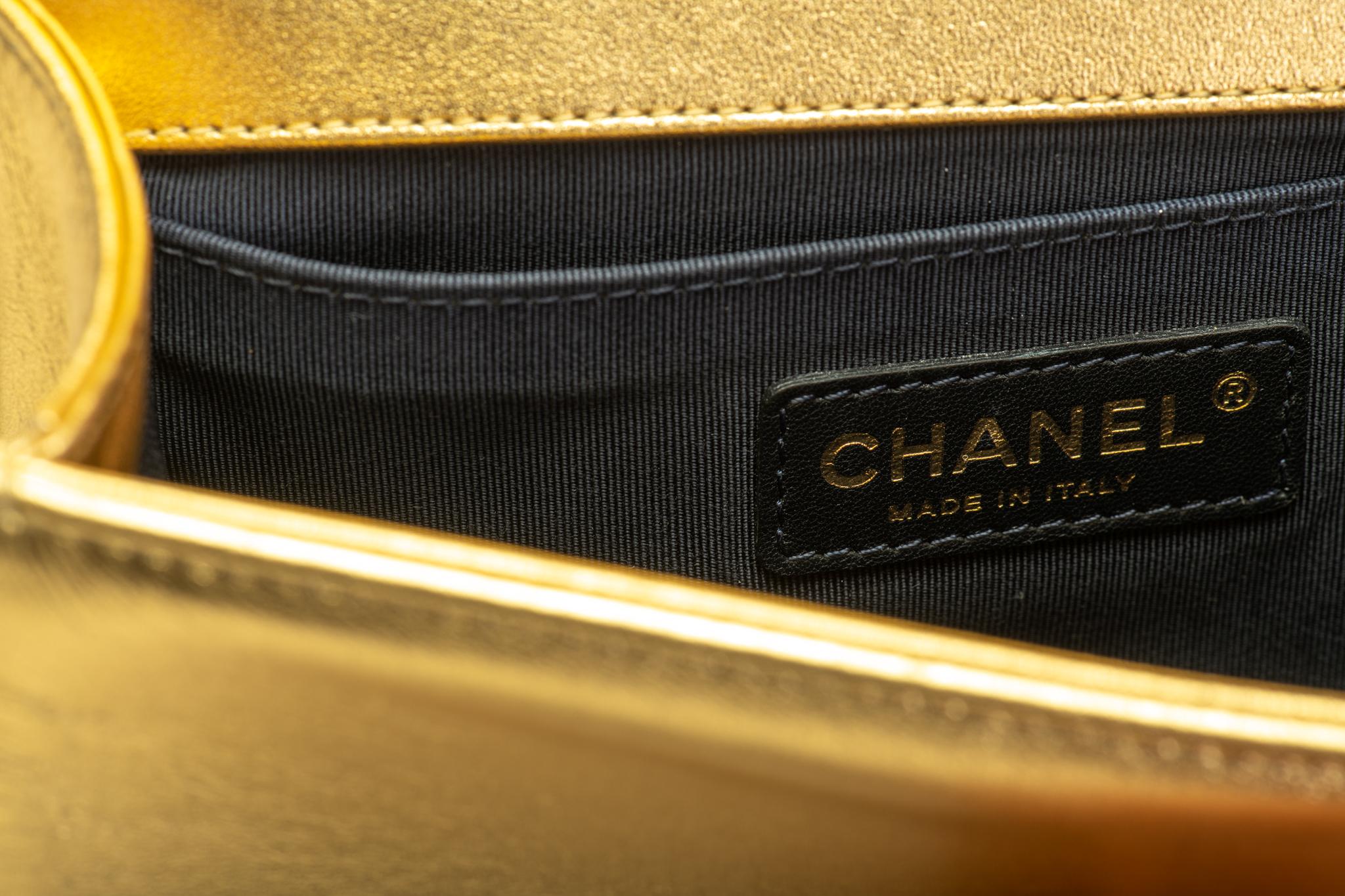 Chanel Gold & Red Leather Boy Bag 2