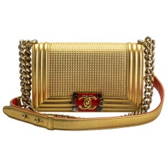 Chanel Gold & Red Leather Boy Bag