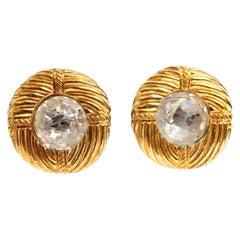 Chanel Gold Rope and Crystal Rock  Vintage Earrings