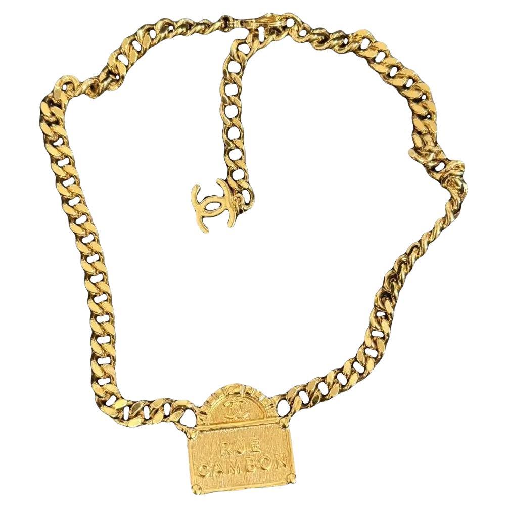 Chanel Gold Rue Cambon CC Chain Collar Necklace