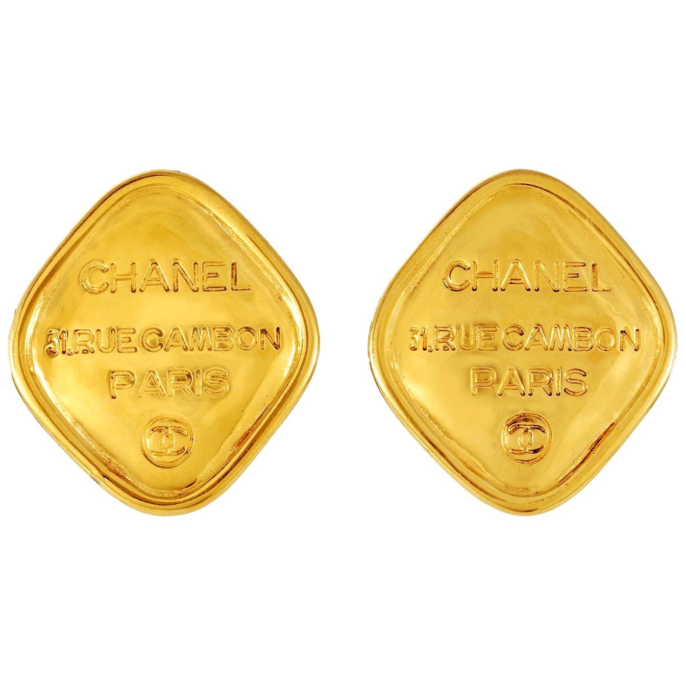 Chanel Gold RUE CAMBON Vintage Earrings
