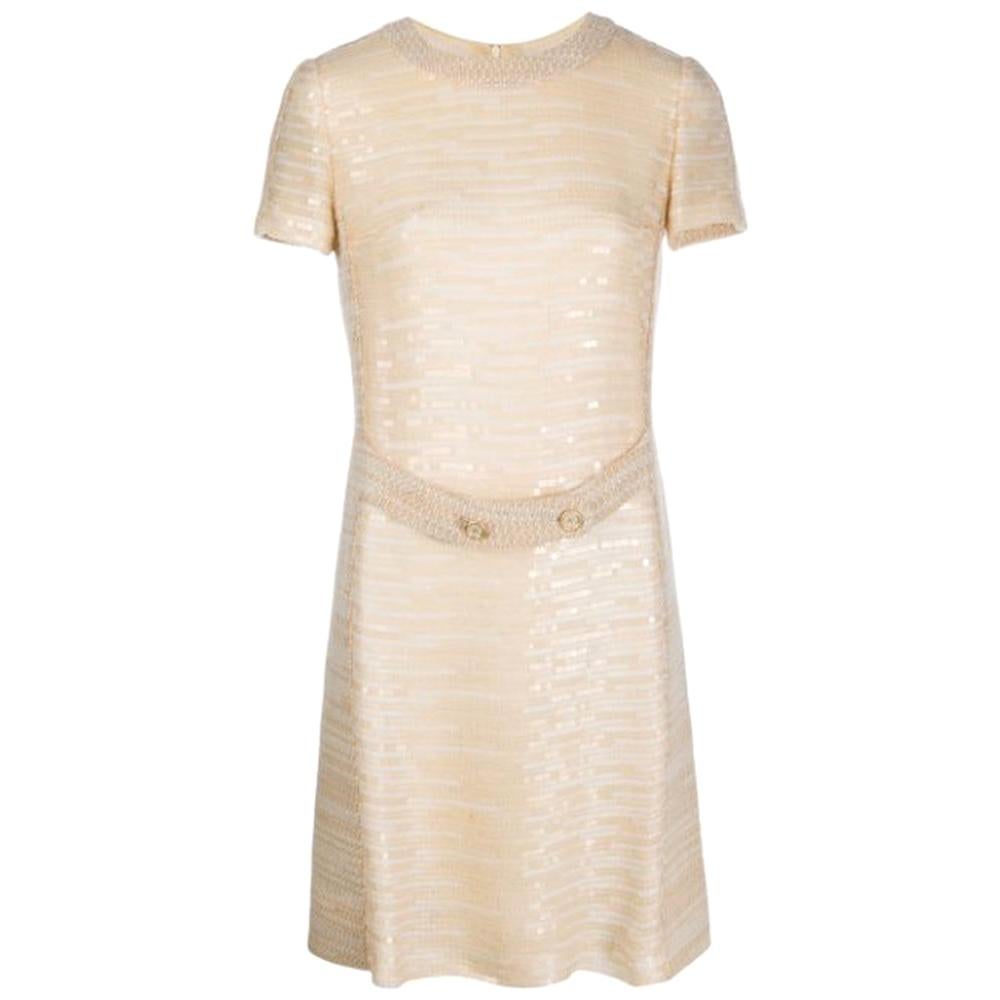 Chanel Gold Sequin Dress at 1stDibs  chanel sequin dress, chanel gold dress,  gold chanel dress