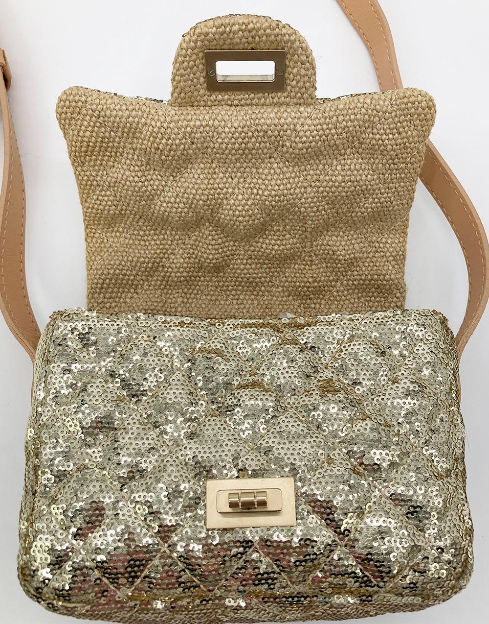 Brown Chanel Gold Sequin Mini Reissue Classic Flap Messenger Bag