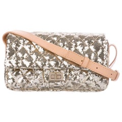 Chanel Gold Sequin Tan Leather Small Evening Shoulder Single Flap 