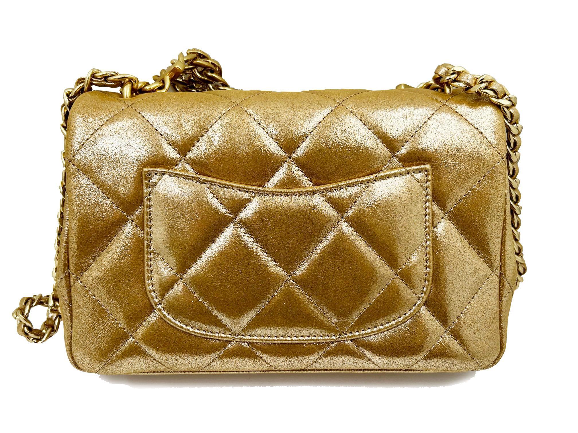 Women's Chanel Gold Shimmer Crystal CC Handle Crossbody 2 Way Bag  For Sale