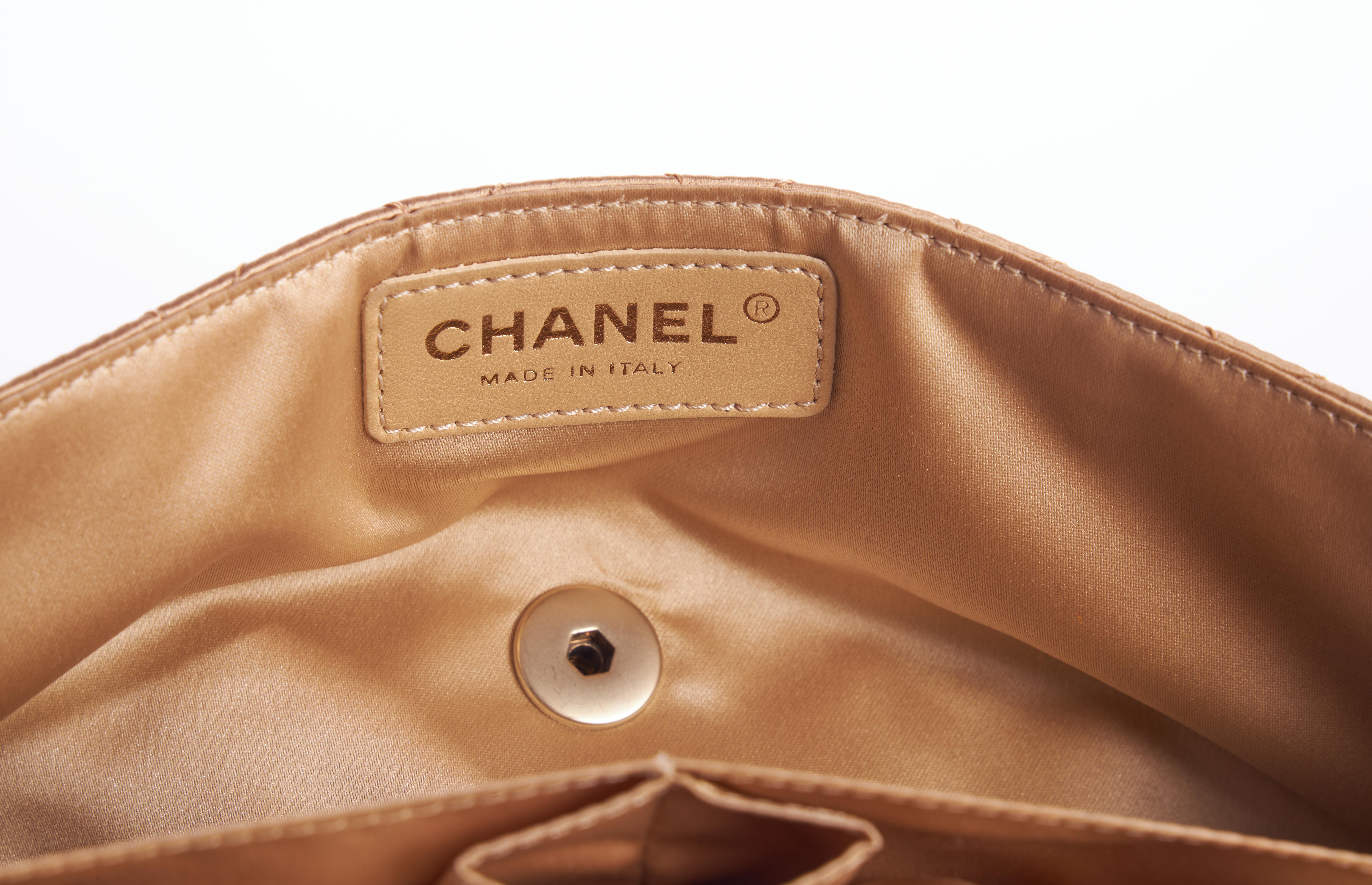 Chanel Gold Silk Evening Bag Jewel Clasp 1
