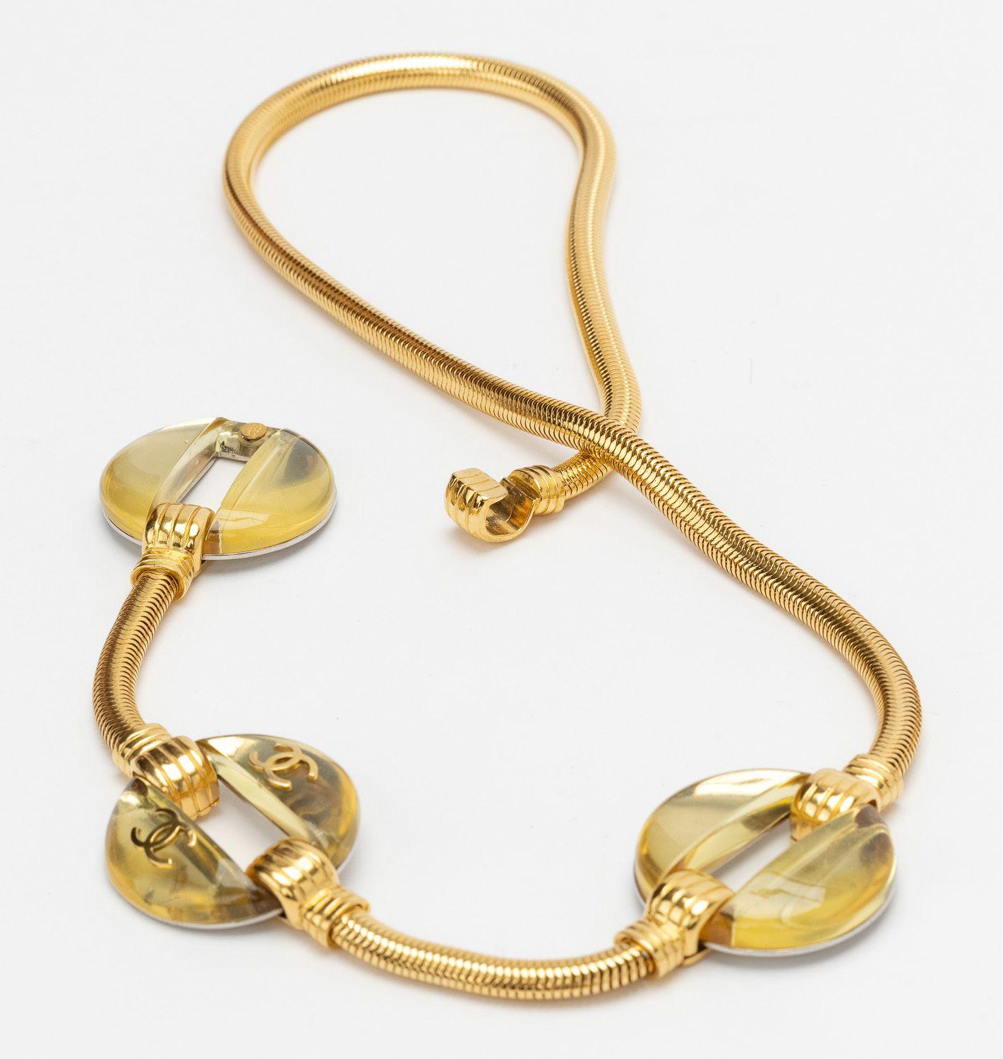 Chanel Gold Snake Lucite Belt/Necklace In Excellent Condition For Sale In West Hollywood, CA