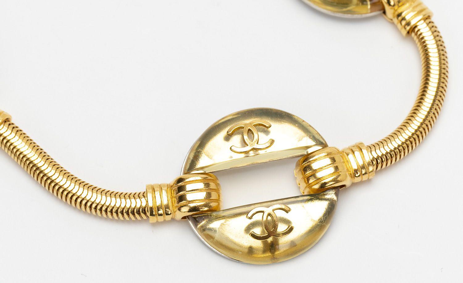 Women's Chanel Gold Snake Lucite Belt/Necklace For Sale