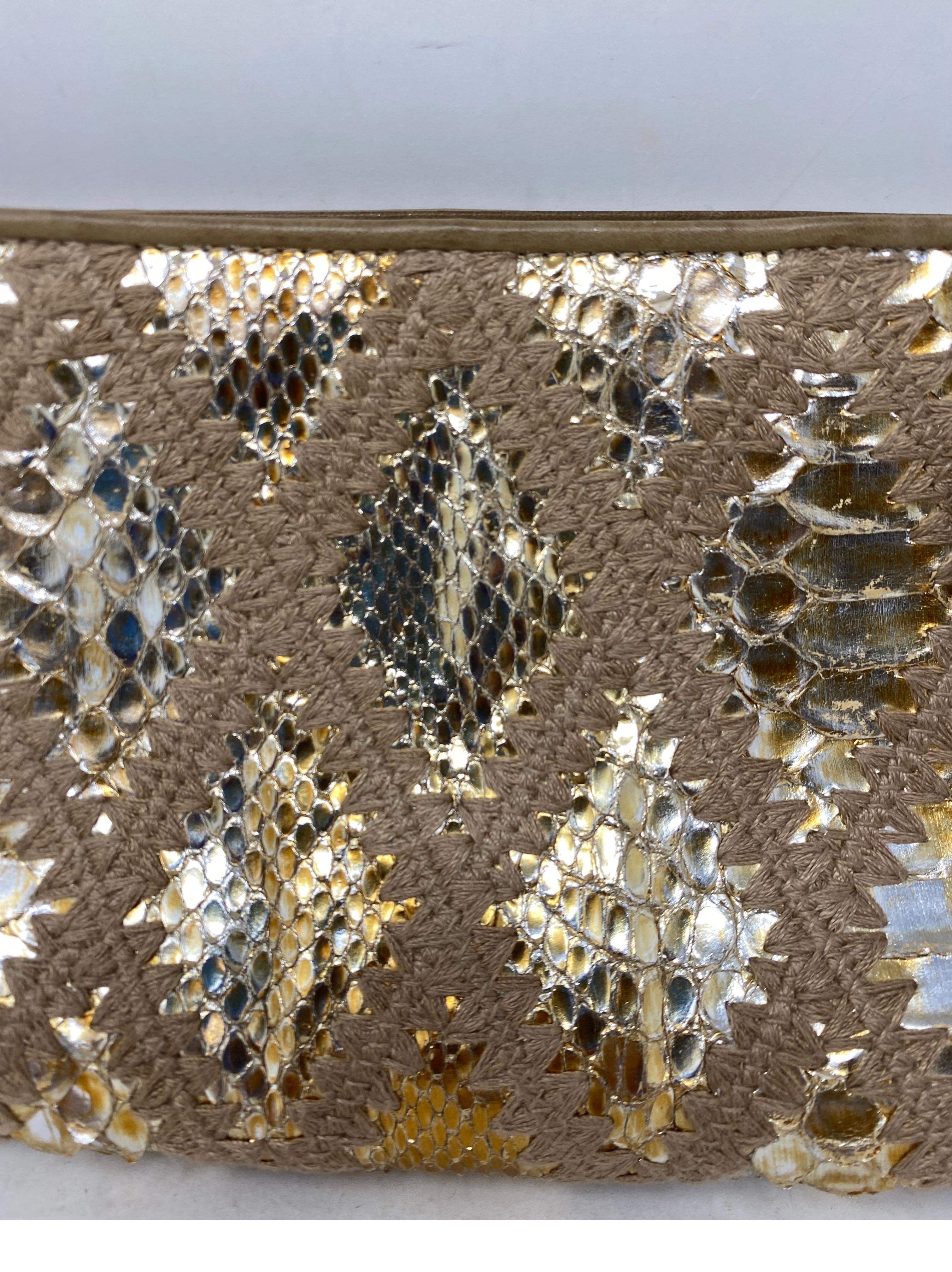 Chanel Gold Snakeskin Clutch For Sale 10