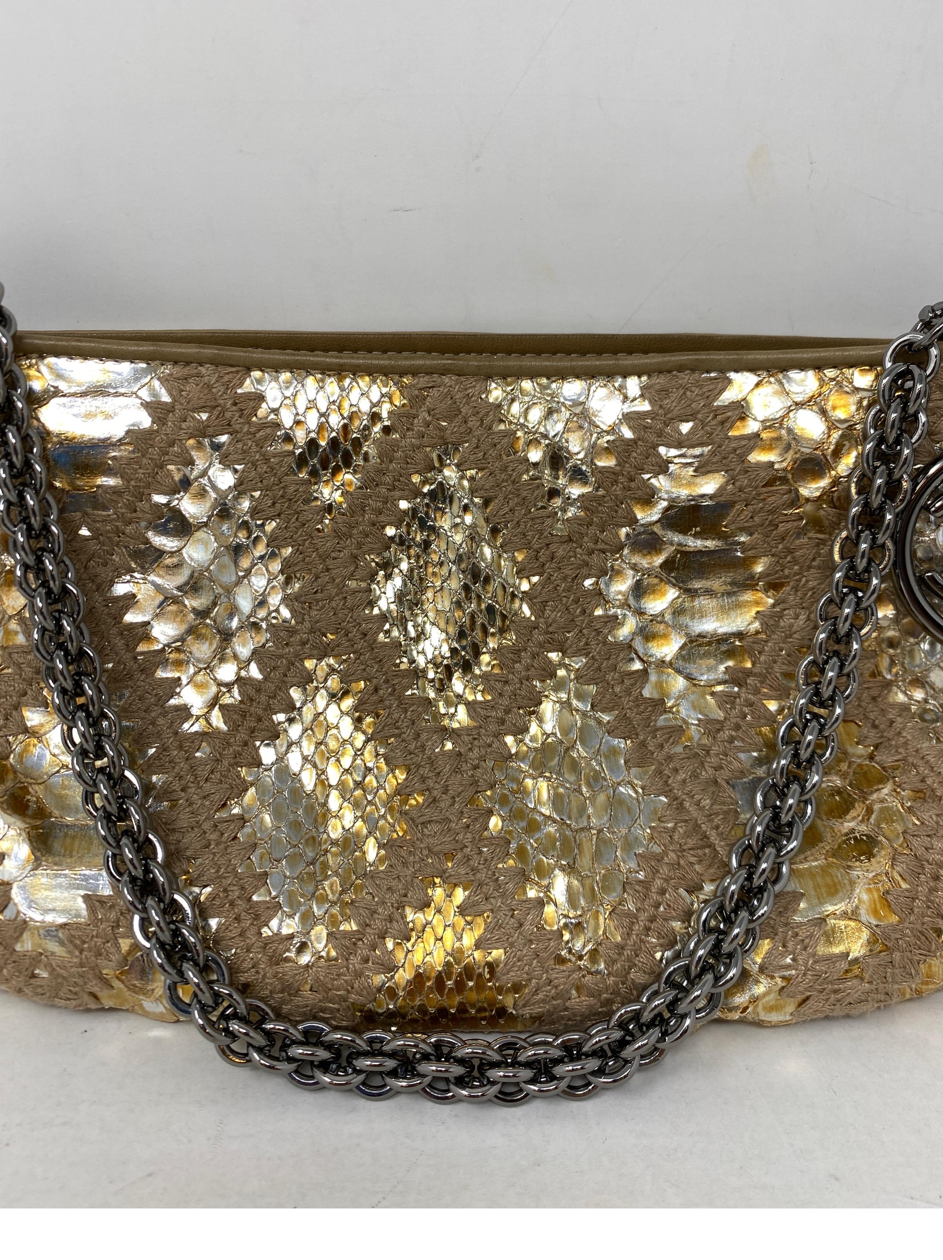 Chanel Gold Snakeskin Clutch In Excellent Condition For Sale In Athens, GA