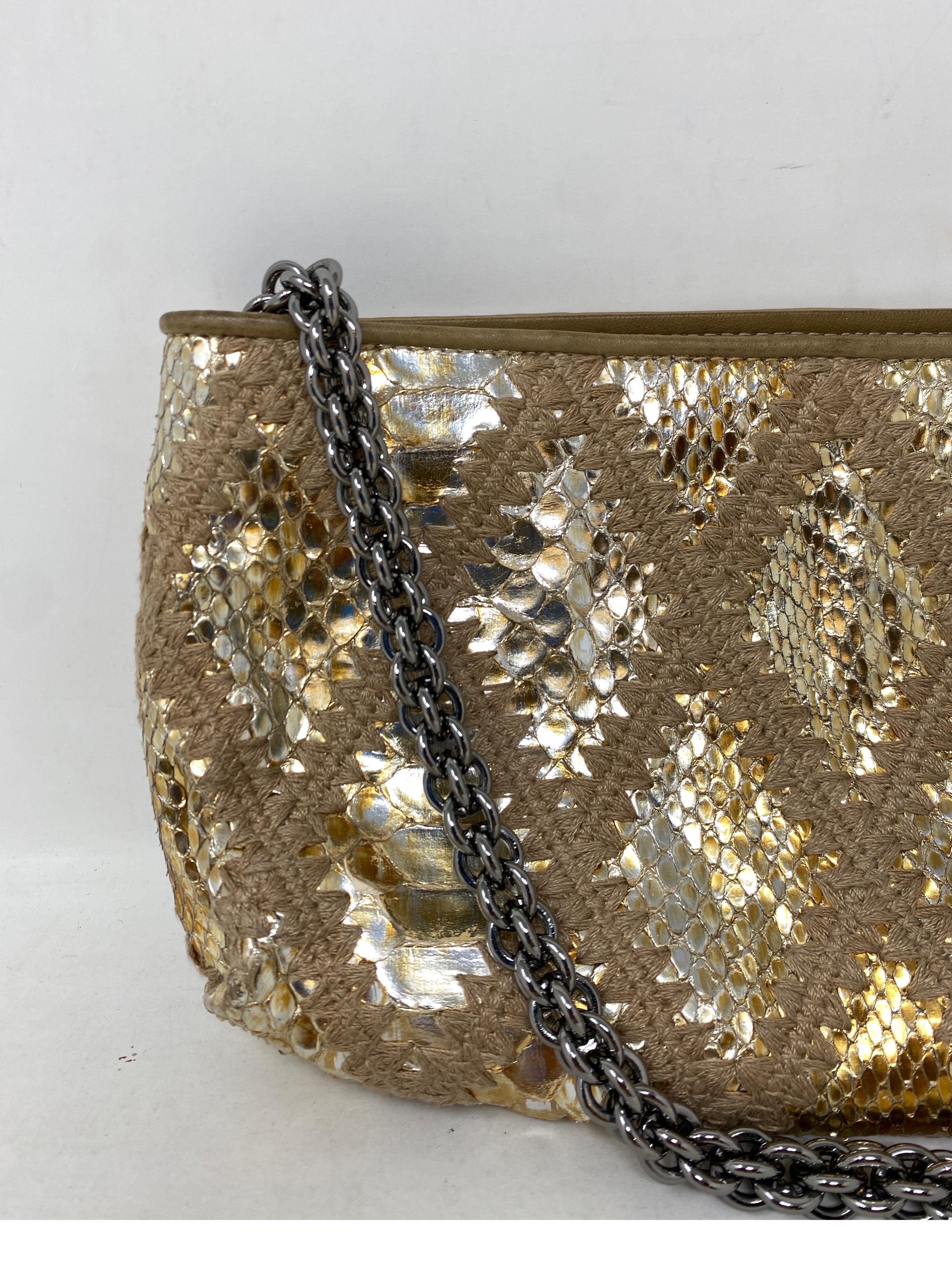 Women's or Men's Chanel Gold Snakeskin Clutch For Sale