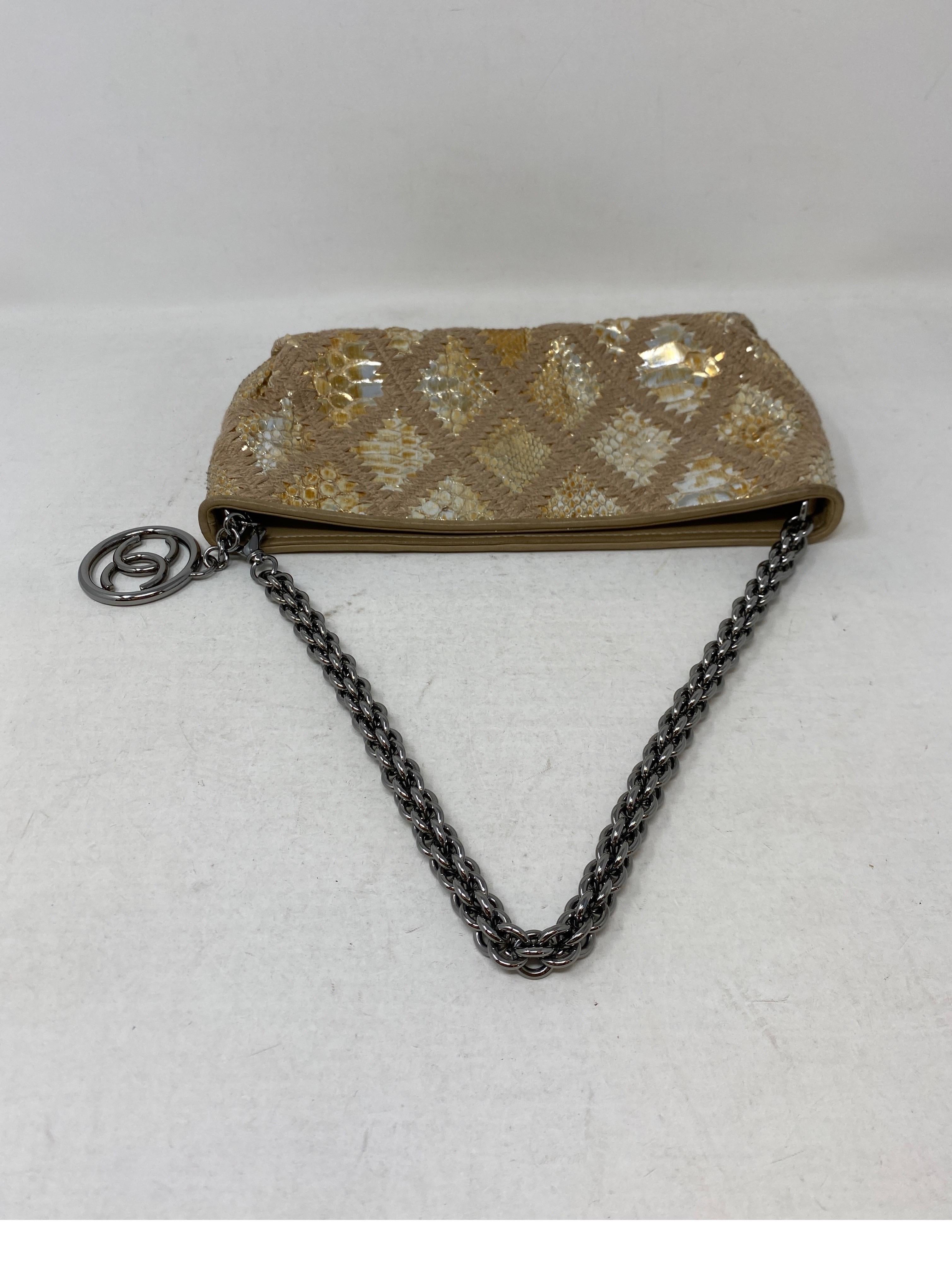 Chanel Gold Snakeskin Clutch For Sale 2