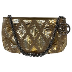 Chanel Gold Snakeskin Clutch