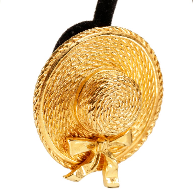 Chanel Gold Straw Hat Vintage Earrings at 1stDibs chanel hat earrings