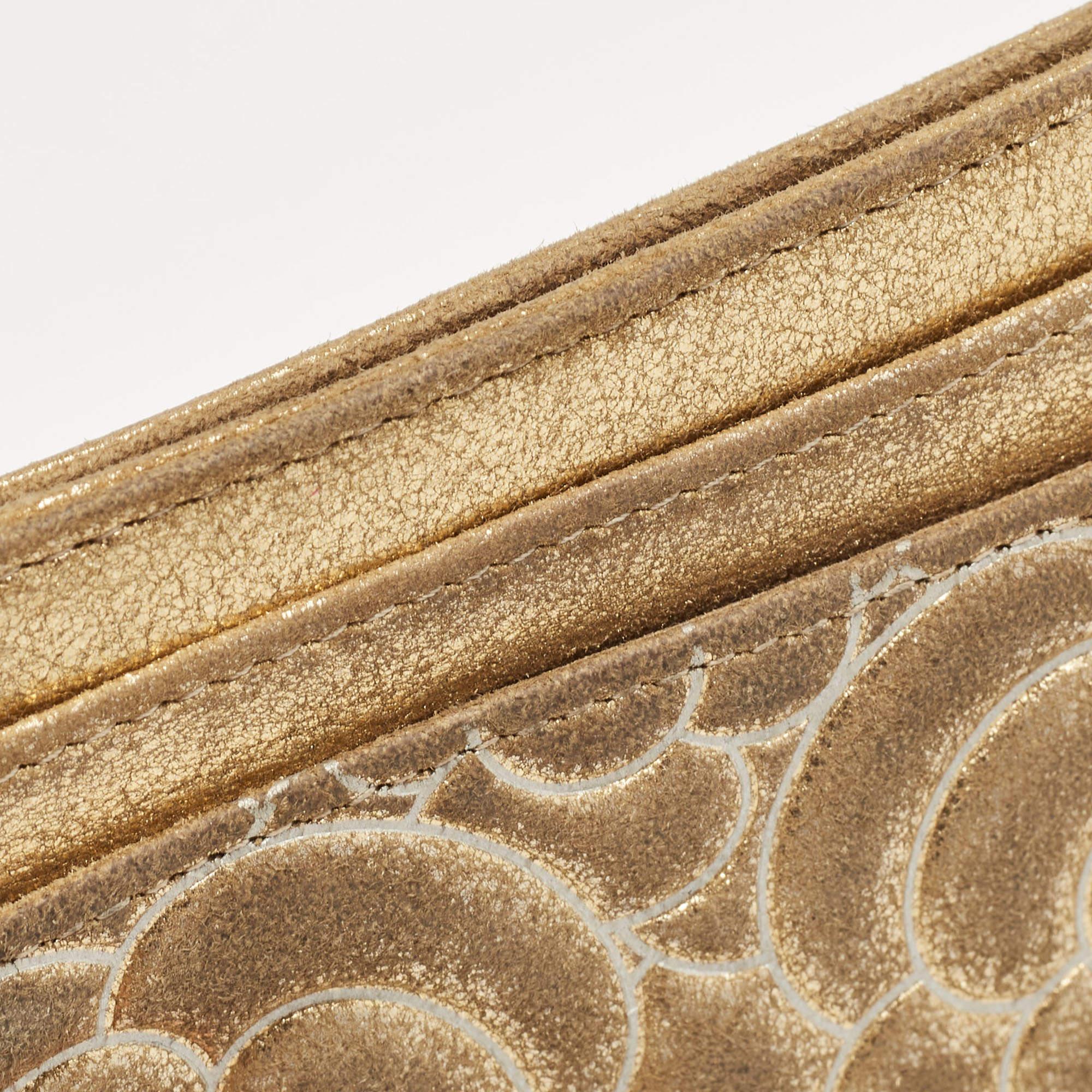 Chanel Gold Suede Camellia Embossed Classic Card Holder 3