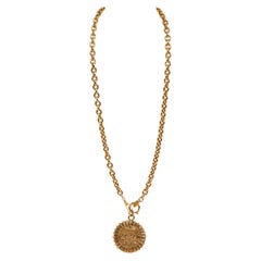 Vintage Chanel Gold Sun Tarot Chain Pendant Necklace