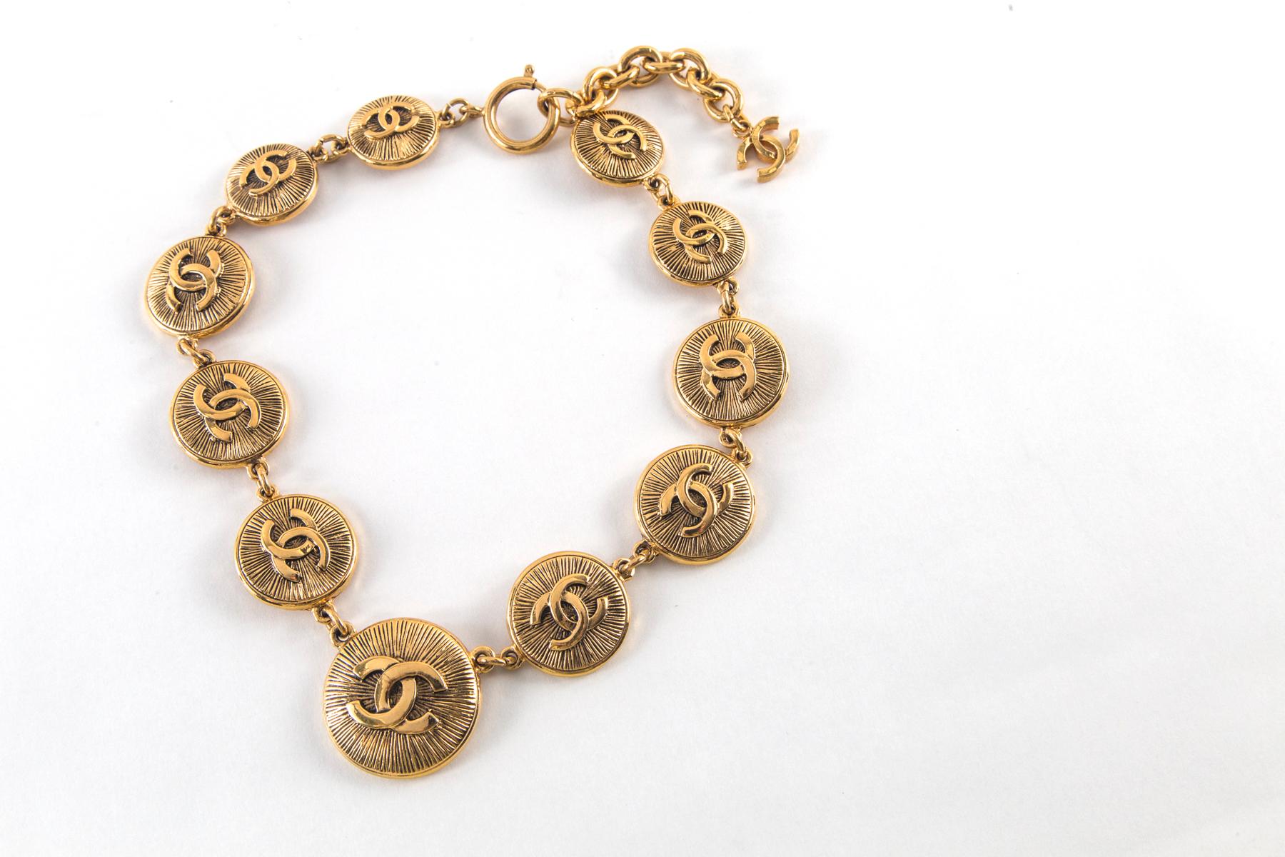 Women's or Men's Chanel Gold Sunburst Necklace