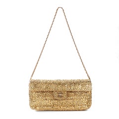Chanel Gold Swarovski Crystal East-West Evening Bag with Chain Strap