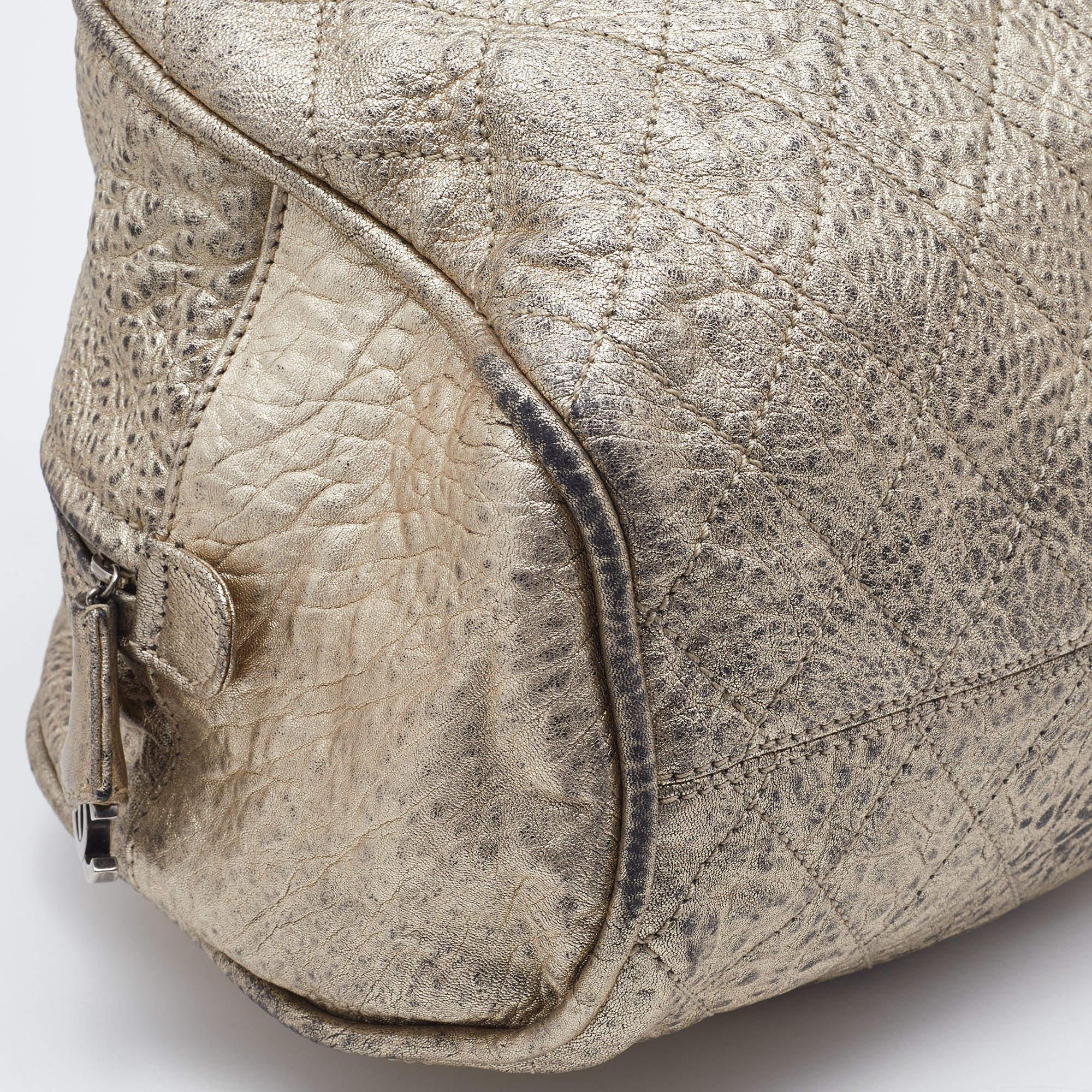 Chanel Gold Textured Leather Wild Stich Weekender Bag 8