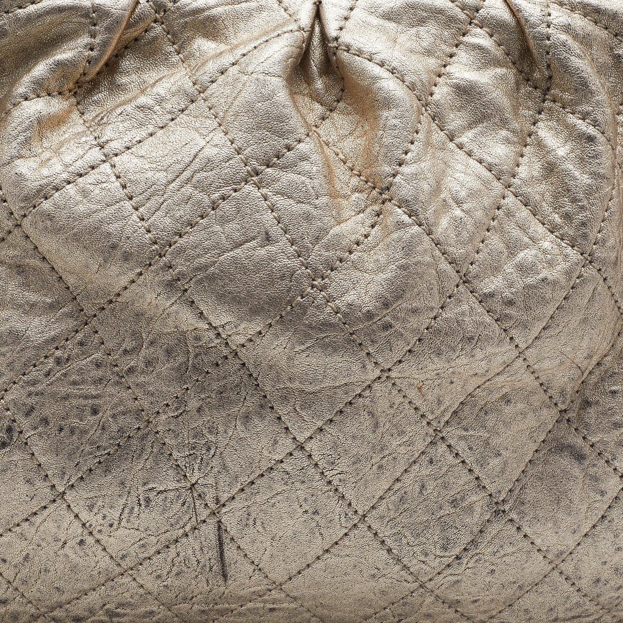 Chanel Gold Textured Leather Wild Stich Weekender Bag 1