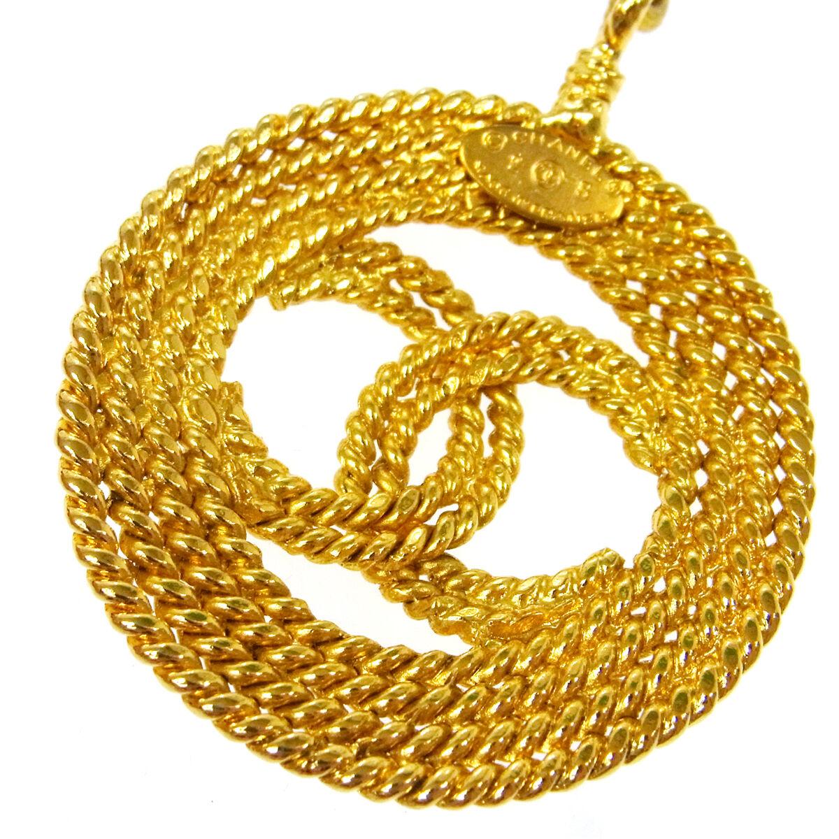 Chanel Gold Textured Round Charm CC Evening Drop Link Chain Necklace In Good Condition In Chicago, IL