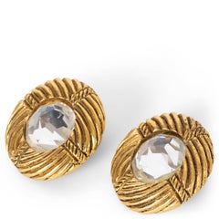CHANEL Pendientes de clip de CRISTAL 1970 dorados