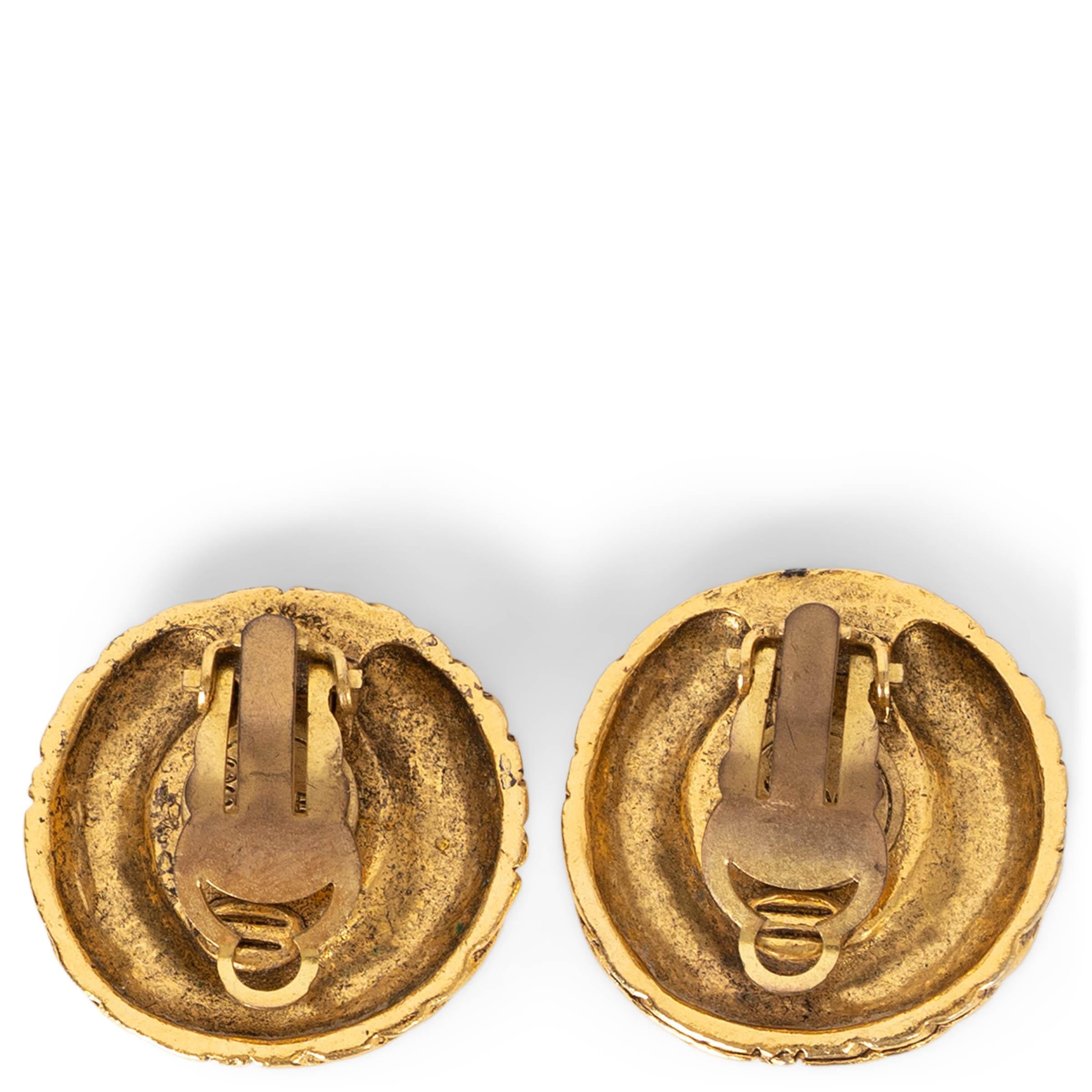 CHANEL gold-tone 1970 CRYSTAL Clip Earrings Damen im Angebot