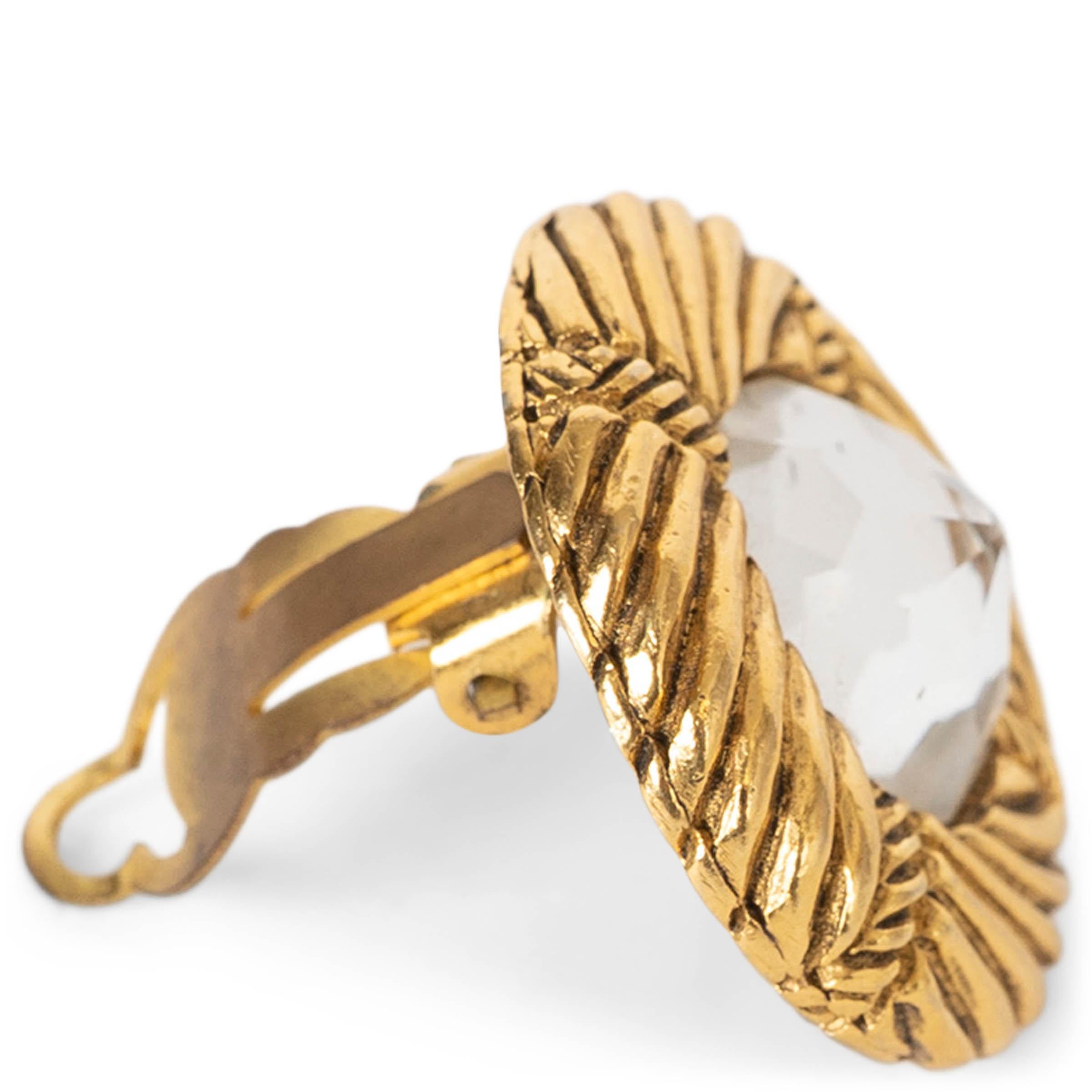 CHANEL gold-tone 1970 CRYSTAL Clip Earrings im Angebot 2