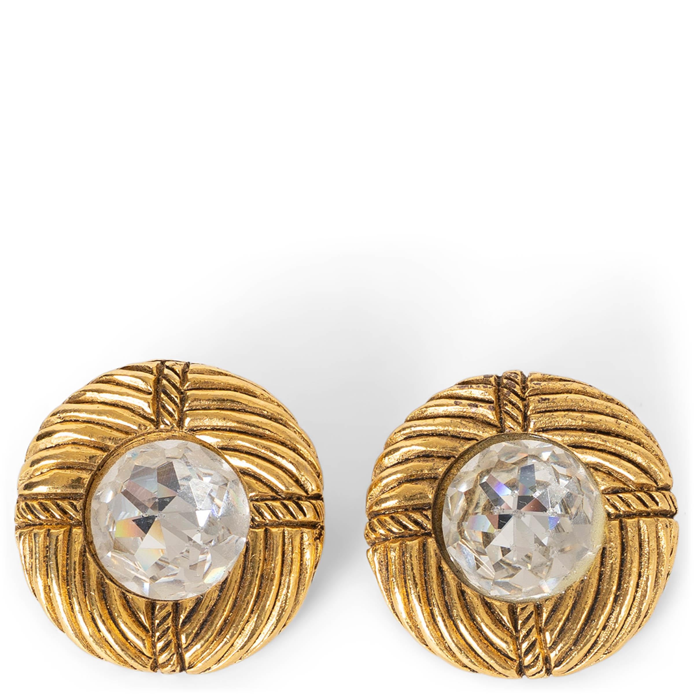 CHANEL gold-tone 1970 CRYSTAL Clip Earrings im Angebot