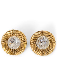 CHANEL gold-tone 1970 CRYSTAL Clip Earrings
