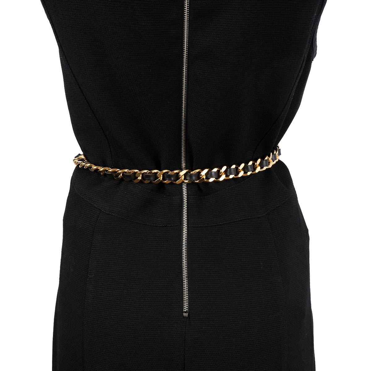 Women's CHANEL gold-tone 1995 95P LEATHER & CHAIN WAIST Belt For Sale