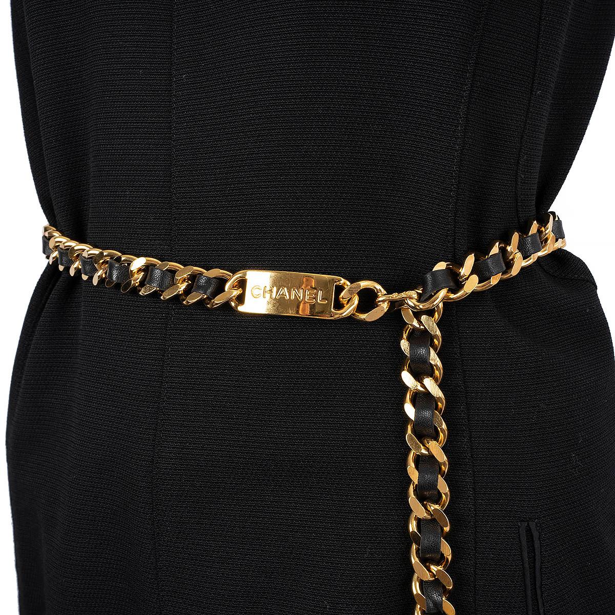 CHANEL gold-tone 1995 95P LEATHER & CHAIN WAIST Belt For Sale 1