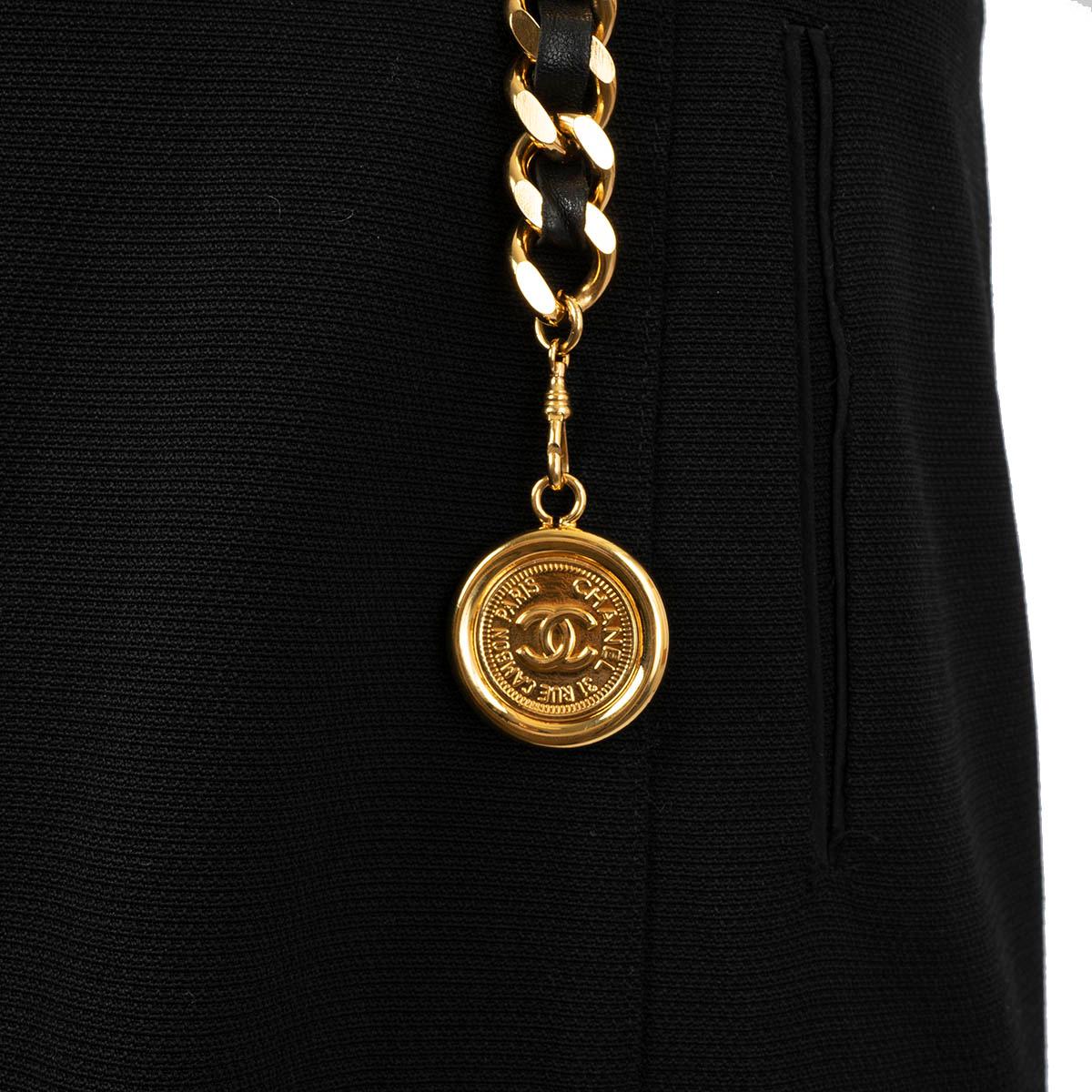 CHANEL gold-tone 1995 95P LEATHER & CHAIN WAIST Belt For Sale 2