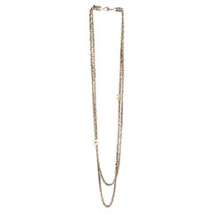 CHANEL - Collier TURNLOCK 2012 12P DOUBLE CHAÎNE en métal doré