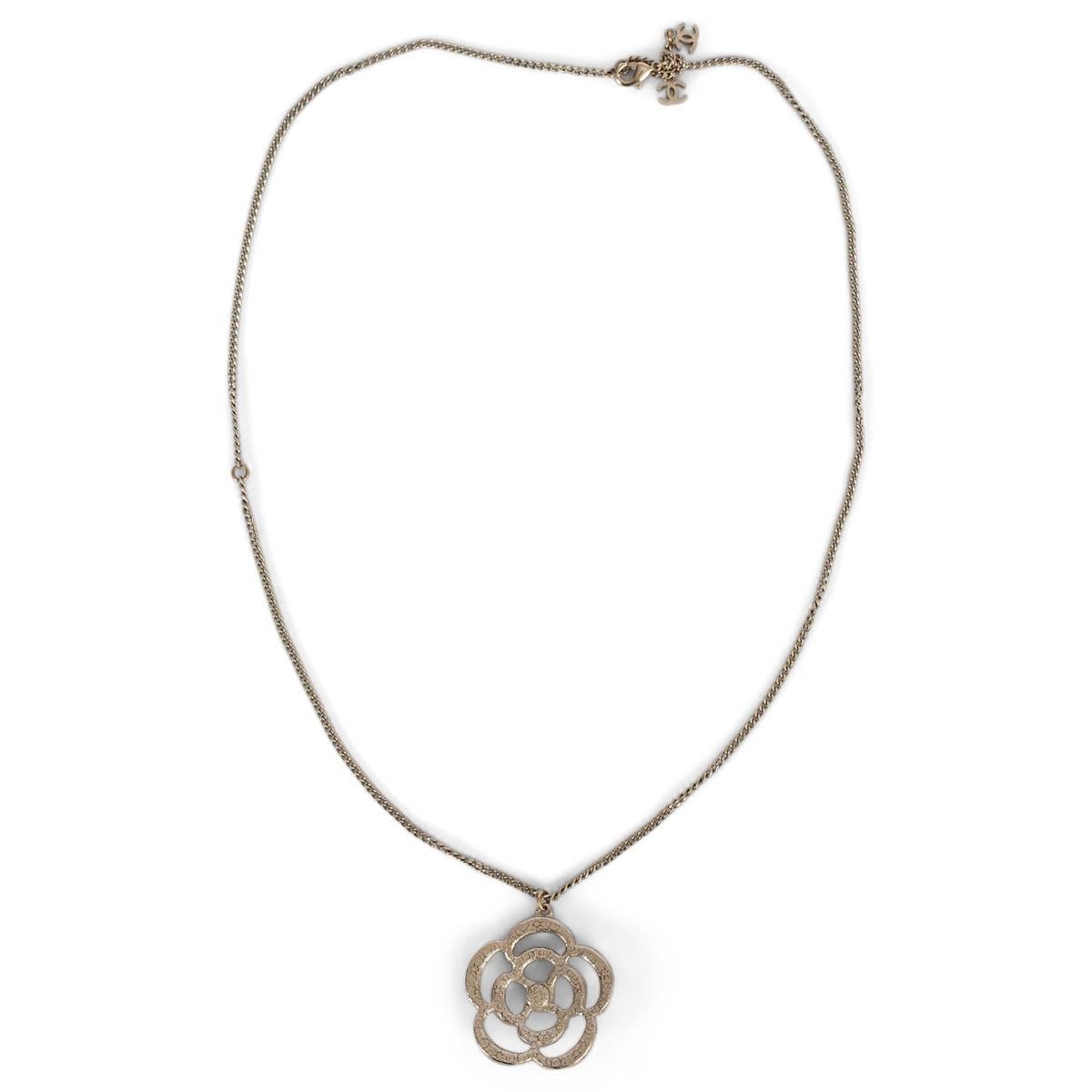 CHANEL gold-tone 2014 14V CAMELLIA CRYSTAL & PEARL CHAIN Necklace For Sale 3