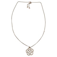 CHANEL gold-tone 2014 14V CAMELLIA CRYSTAL & PEARL CHAIN Necklace