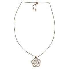 CHANEL gold-tone 2014 14V CAMELLIA CRYSTAL & PEARL CHAIN Necklace