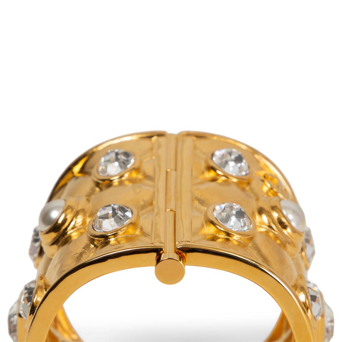 CHANEL gold-tone 2021 CRYSTAL & PEARL Cuff Bracelet 1