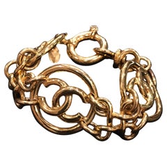 Vintage Chanel Gold Tone 3 Round Pendant CC "4320" Logo Chain Bracelet, 1993