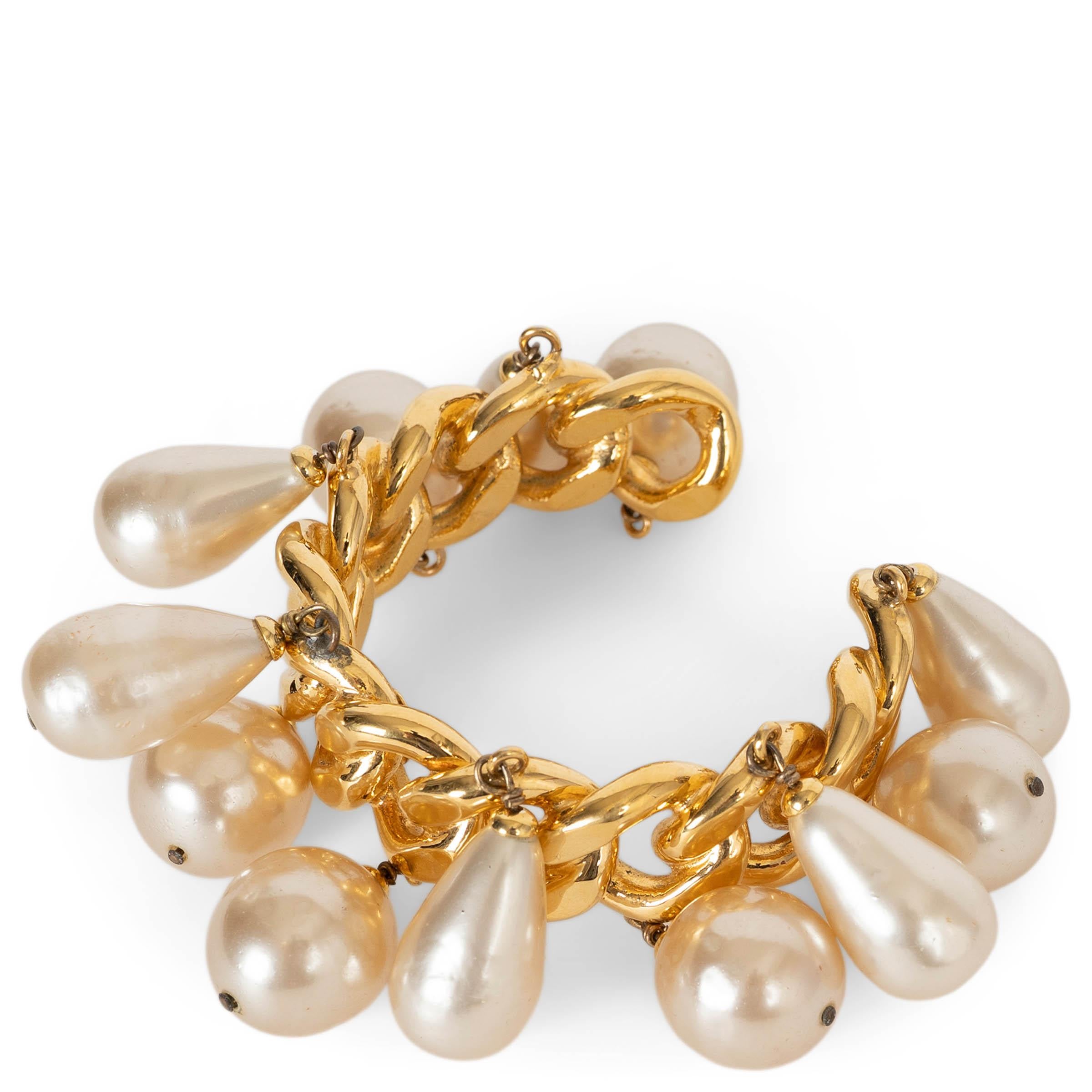 CHANEL gold-tone 90P PEARL CHAIN Cuff Bracelet