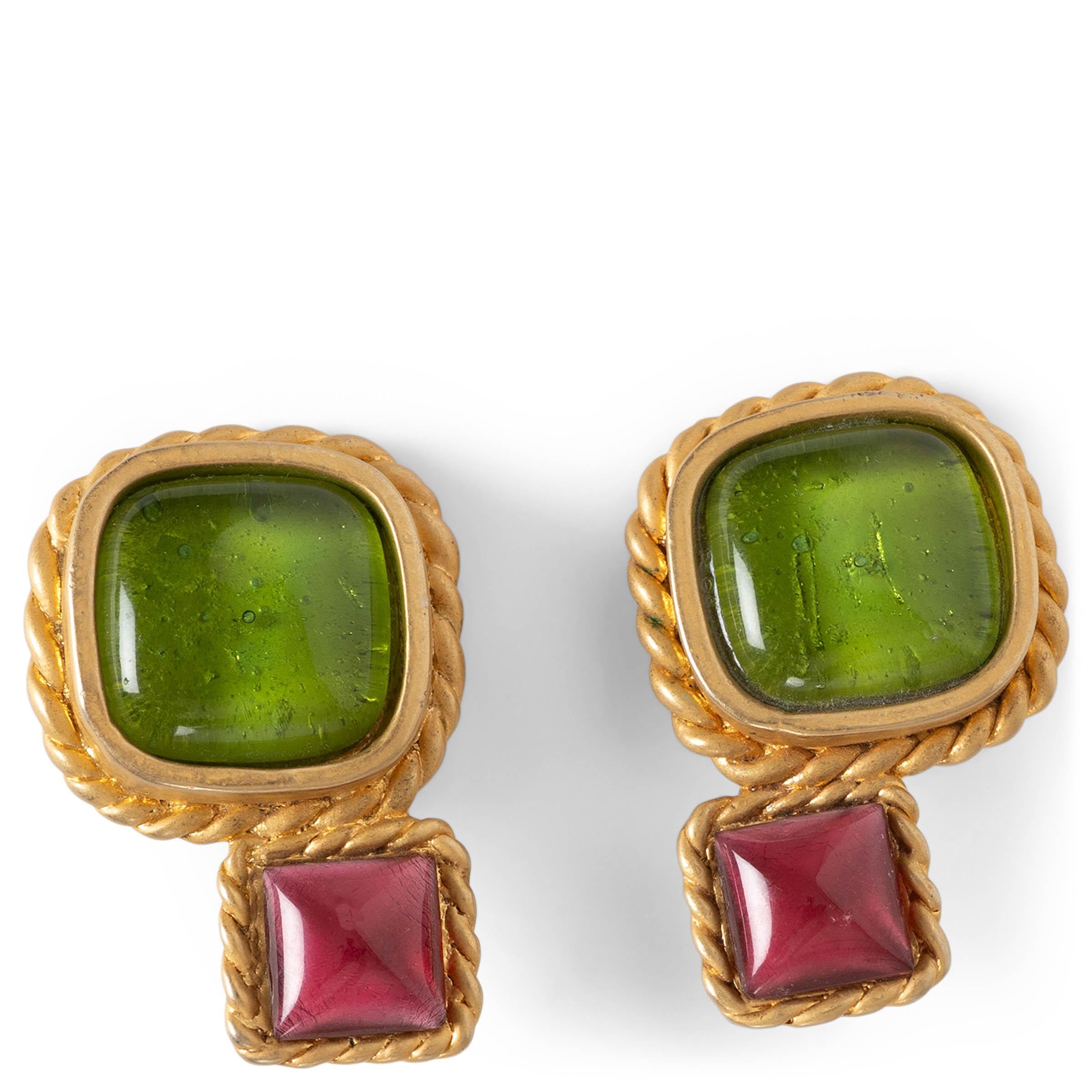 CHANEL gold-tone 91A GRIPOIX GLASS LARGE Clip Earrings