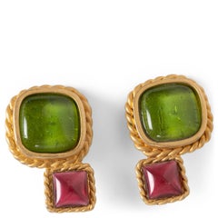 CHANEL gold-tone 91A GRIPOIX GLASS LARGE Clip Earrings