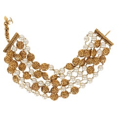 CHANEL gold-tone 91P IMITATION PEARL
FILIGREE Choker Necklace