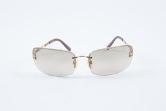Chanel Gold Tone and Acetate Metal Sunglasses