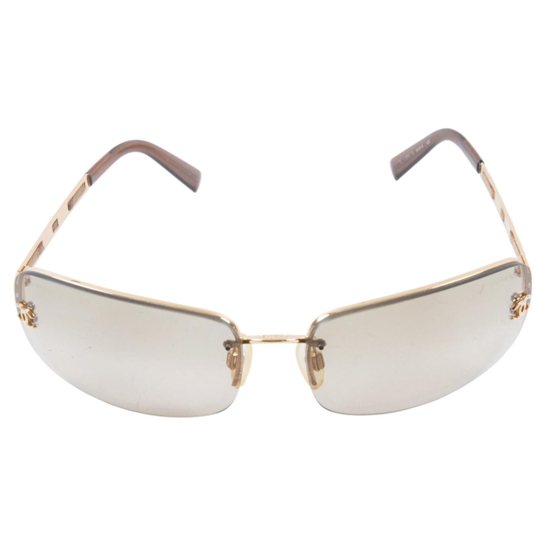 Chanel Gold Tone and Acetate Metal Sunglasses