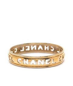 Chanel Gold-Tone Bangle Logo Cut-Out Bracelet